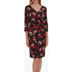 Gina Bacconi Grecia Floral Wrap Dress, Black/Red