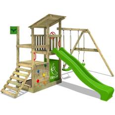 Fatmoose Swing Sets Playground Fatmoose Wooden Climbing Frame FruityForest with Swing Set