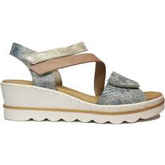 Rieker Silver - Women Shoes Rieker Adjustable Wedge Sandals RKR35534 321 442 Multi