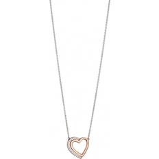 Fiorelli Ladies Heart Necklace - Silver/Rose Gold/Transparent
