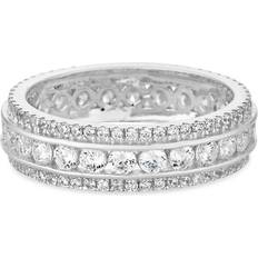 Simply Silver Triple Row Band Ring - Silver/Transparent