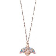 Olivia Burton Rainbow Bee Pendant Necklace - Rose Gold/Multicolour