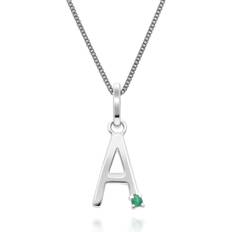 Gemondo Initial A Letter Charm Necklace - Silver/Emerald