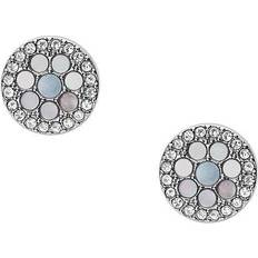 Fossil Mosaic Earrings - Silver/Transparent/Blue