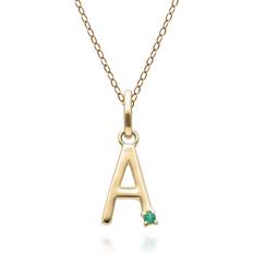 Gemondo Initial Letter Necklace - Gold/Emerald