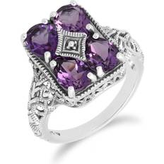 Amethyst Rings Gemondo Art Nouveau Inspired Statement Ring - Silver/Purple