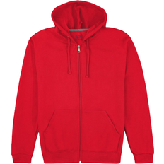 Fruit of the Loom Eversoft Fleece Full Zip Hoodie Sweatshirt Unisex - Red