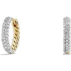 David Yurman 18K Petite Hoop Earrings With Diamonds White/Gold