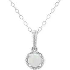 Celebration Gems Accent Pendant - Silver/Opal/Diamond