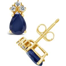 Sapphire (1 ct. t.w. and Diamond (1/8 ct. t.w. Stud Earrings in 14k