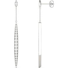 Charles & Colvard Moissanite Dangle Drop Earrings - Silver/Diamond