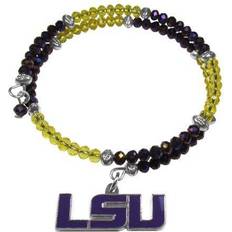 NCAA LSU Tigers Memory Wire Crystal Bracelet, Purple/Gold