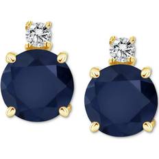 Macy's Accent Stud Earrings - Gold/Transparent/Sapphire