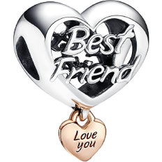 Pandora Love You Best Friend Heart Charm - Silver/Rose Gold