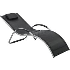 Black Sun Beds Garden & Outdoor Furniture OutSunny Ergonomic Lounge Chair Black