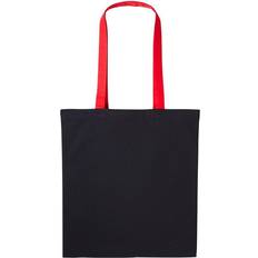 Nutshell Varsity Shopper Long Handle Tote Bag - Black/Fire Red