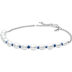 Pandora Cord Chain Bracelet - Silver/Blue/Pearls