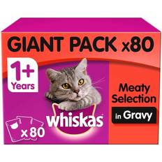 Whiskas Cats - Wet Food Pets Whiskas Meat Selection in Gravy Adult 1+ Wet Cat Food 80x100g