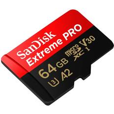 Class 10 - microSDXC Memory Cards SanDisk Extreme Pro microSDXC Class 10 UHS-I U3 V30 A2 200/90MB/s 64GB +SD adapter