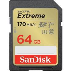64 GB - SDXC Memory Cards & USB Flash Drives SanDisk Extreme SDXC Class 10 UHS-I U3 V30 170/80MB/s 64GB