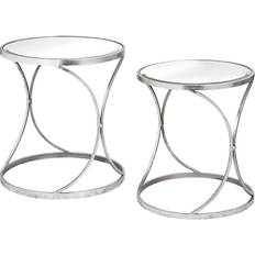 Hill Interiors Silver Curved Design Small Table 53cm 2pcs