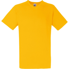 Men - Yellow T-shirts Fruit of the Loom Valueweight V-Neck Short Sleeve T-shirt M - Sunflower