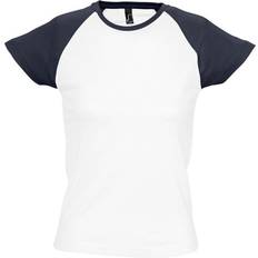 Sol's Womens Milky Contrast Short Sleeve T-shirt - White/Navy