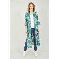 Green Sleepwear Yumi Teal Crane Satin Kimono