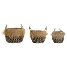 Dkd Home Decor "Korg set Kolonial Fibrer Frans (40 x 40 x 30 cm) Basket 40cm