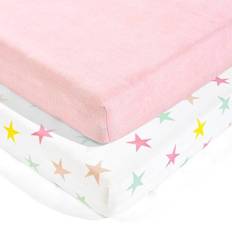 Lush Decor Unicorn Heart Rainbow Star Organic Cotton Fitted Crib Sheet 2 Pack Set 28x52"