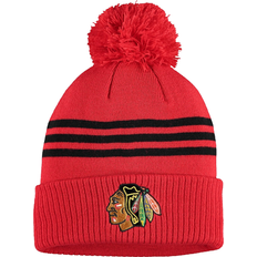 Chicago Blackhawks Locker Room Three Stripe Cuffed Knit Hat with Pom - Navy