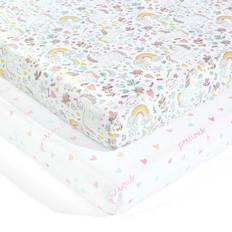 Lush Decor Unicorn Heart Rainbow Soft & Plush Fitted Crib Sheet 2-Pack