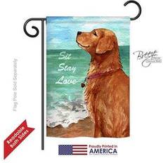 Breeze Decor Pets Golden Stay Love 2-Sided Impression Garden Flag