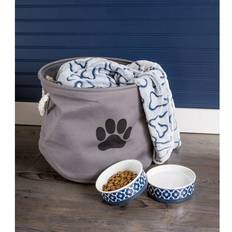 Contemporary Home Living & Thingz Paw Taupe Round Pet Bin