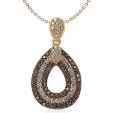 Suzy Levian Pave CZ Teardrop Shape Pendant Necklace in