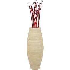Beige Artificial Plants Uniquewise 27.5" Natural Bamboo Cylinder Floor Artificial Plant