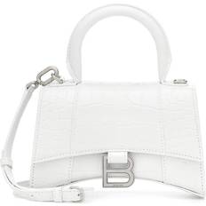 Balenciaga Hourglass XS Leather Top Handle Bag - White