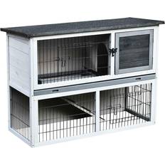 Pawhut 2-Tier Rabbit Hutch Bunny Cage w/Ramp Run