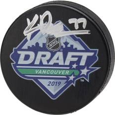Fanatics Montreal Canadiens Kirby Dach Autographed 2019 NHL Draft Logo Hockey Puck