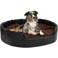 vidaXL Dog Bed Black and Brown 99x89x21 Plush and Faux Leather