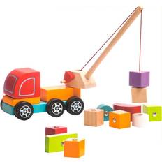 Cubika 13982 Crane Truck Kranauto mit Magnet Zubehör Holz Ukrainian Toys