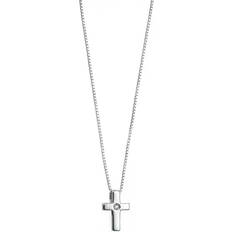 D For Diamond Children's Plain Cross Pendant - Silver/Transparent