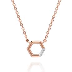 Gemondo Diamond Pave Hexagon Necklace in 9ct Rose