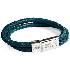 Blue Bracelets Treat Republic Personalised Dual Woven Bracelet - Silver/Teal