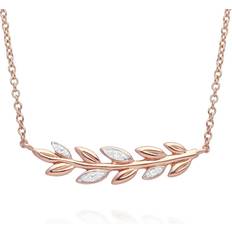 Gemondo O Leaf Necklace - Rose Gold/Diamonds