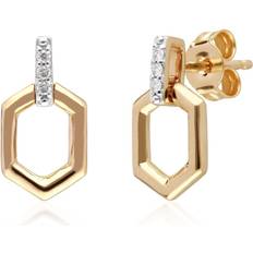 Gemondo Diamond Pave Hex Bar Drop Earrings in 9ct