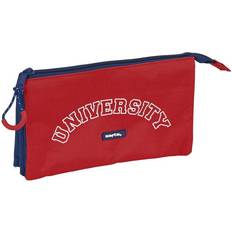 Red Pencil Case Safta "Skolväska University Röd Marinblå (22 x 12 x 3 cm)