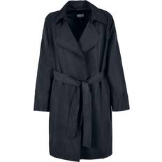 Urban Classics L - Women Coats Urban Classics Crinkle Nylon Minimal Trench Coat - Black