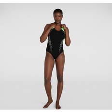Speedo Placement Laneback Swimsuit Women black/zest DE 2021 Swimsuits