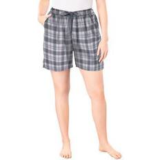 Plus Women's Flannel Pajama Short by Dreams & Co. in Slate Plaid (Size 30/32) Pajamas